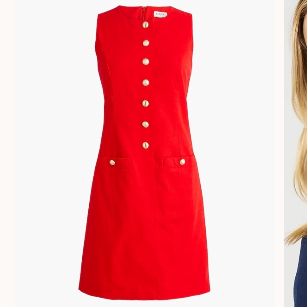 J crew bright cerise Linen-blend button-front mini dress - Picture 1 of 2